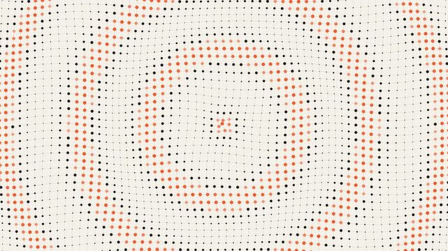 Minimal grid of dots circling in a wave pattern on white, seamless loop