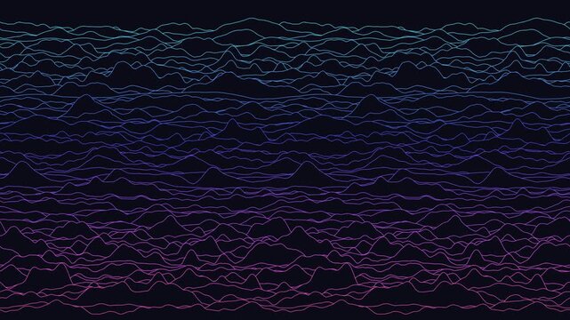 Layered mountain ridge lines scrolling sideways on a dark background, seamless loop