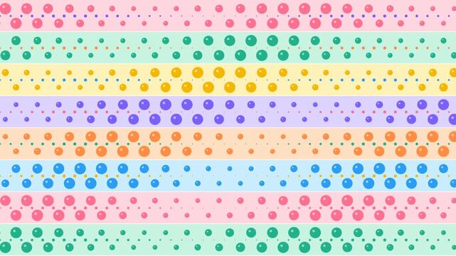 Pastel polka dot rows sliding in opposite directions and pulsing, seamless loop