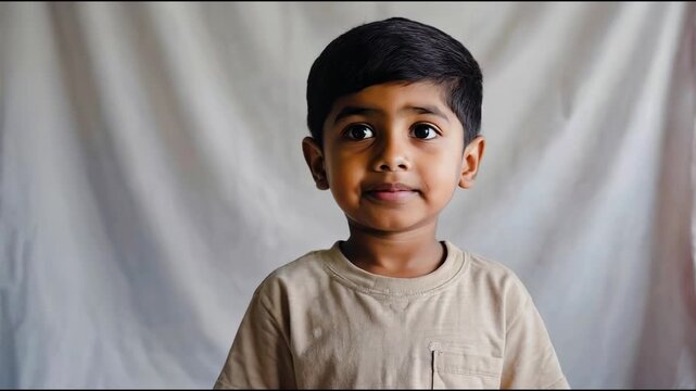 A young boy holding a toothbrush in his mouth, likely taking care of his teeth