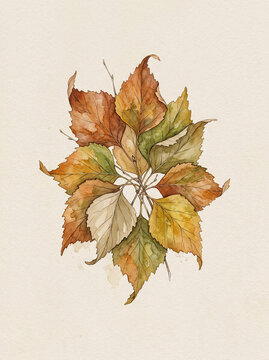 Beautiful watercolor illustration of vibrant fall leaves, creating a stunning seasonal cover design perfect for a warm and inviting background that evokes natural beauty
