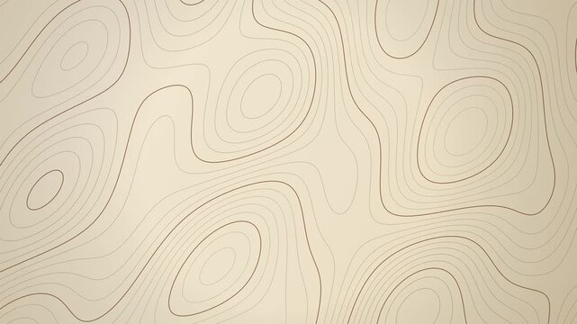 Brown topographic contour lines shifting on cream paper like a vintage map, seamless loop