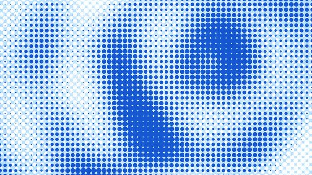 Cool blue pop art halftone dots rippling on light cyan and white, seamless loop
