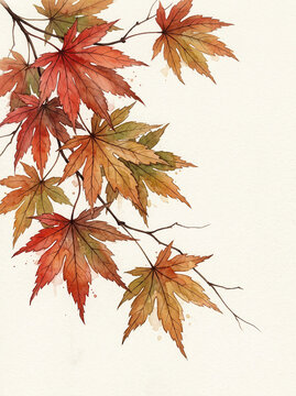 Delicate watercolor autumn leaves frame, ideal for a warm fall themed cover design or an inviting background, capturing the beauty of seasonal change