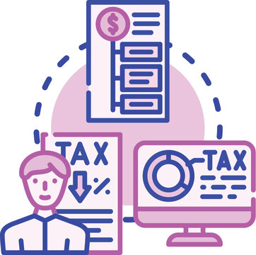 File income tax form concept. Amount revenue, schedule submit, liability document icon vector illustration