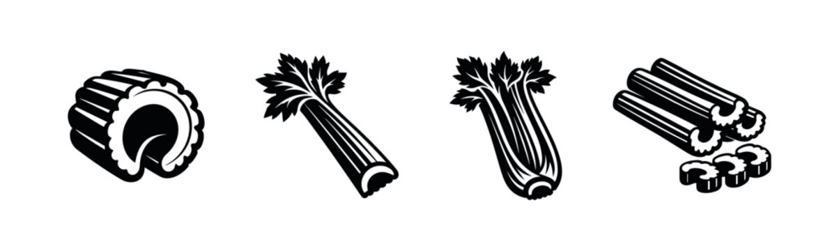 Black And White Celery Illustrations