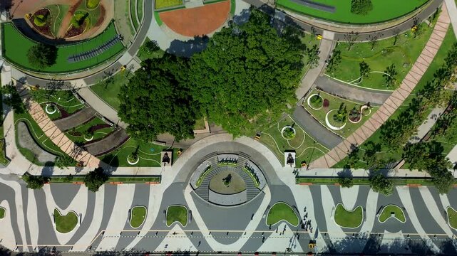 Scenic Horizon Aerial Perspective over Alun Alun Tuban Town Square Indonesia Tropical City View