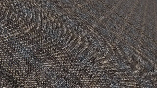 Sophisticated Cinematic Movement Along Italian Charcoal Brown Glen Plaid Wool Fabric with Angled Perspective, Dramatic Lighting and Distinctive Plaid Patterns