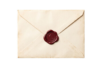 Obraz na płótnie Canvas Vintage envelope with red crescent moon wax seal on transparent background