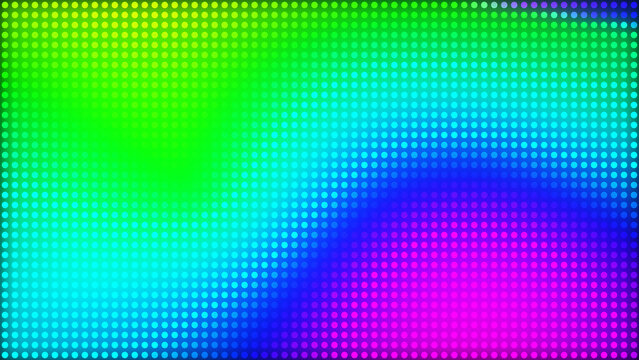 Vibrant rainbow gradient on LED dot matrix display background