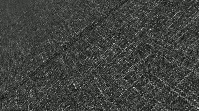 Artistic Cinematic Movement Along Italian Murano Charcoal Wool Linen Slub Fabric with Angled Camera Perspective, Soft Illumination and Natural Yarn Details