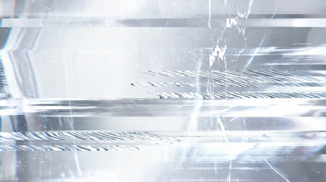 Bright distressed white background with heavy photocopy grunge, analog VHS scanlines and CRT glitch noise. Ideal for modern graphic design, print layout overlay, and editorial projects.