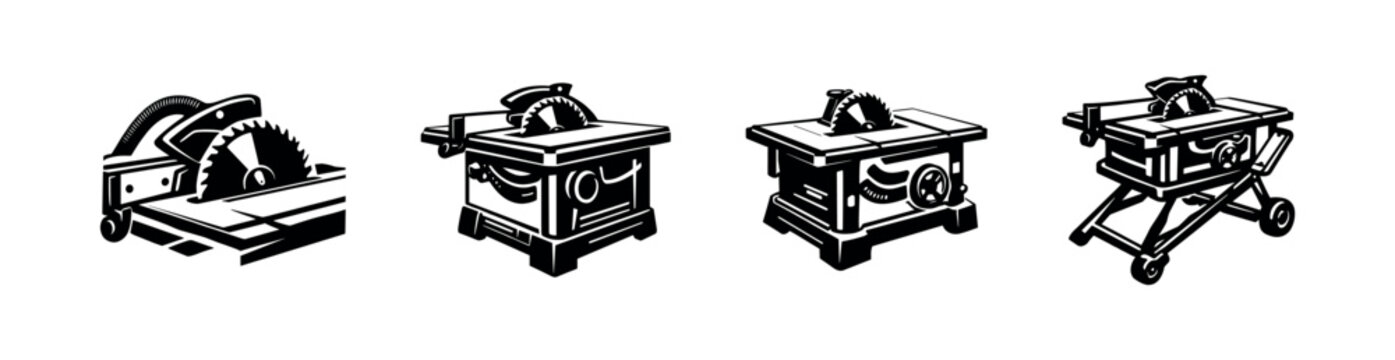 Table Saw Illustrations in Black