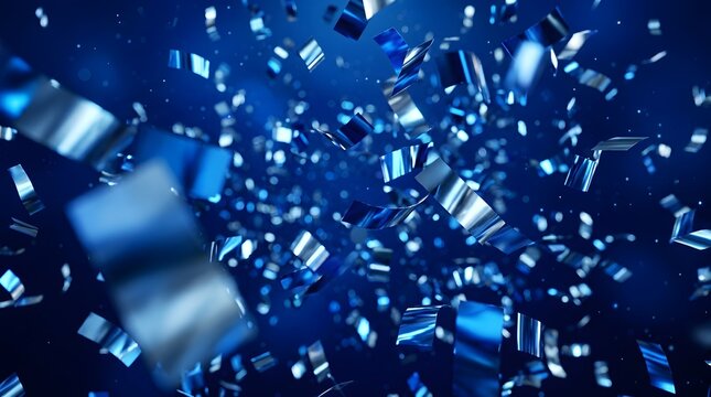Abstract blue digital rain background with blurred data stream effect