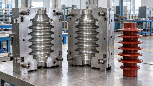 Power transformer manufacturing with metal grid mold and ceramic cable insulator in factory