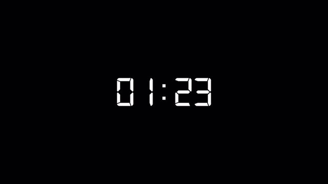 1 Minute 30 Second Countdown Timer Animation, 1 minute 30 seconds modern countdown timer on black background