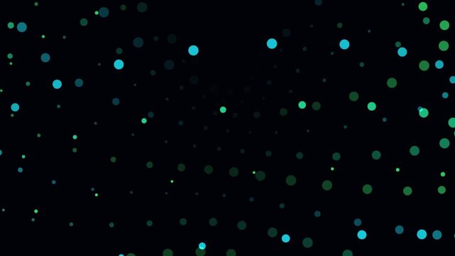 Concentric Spiral Dot Ring quantum triple helix braid cascade motion video rendered with BIOLUMINESCENT GREEN glowing quantum dot particles. Ideal for fintech and crypto background loops, biotechnolog
