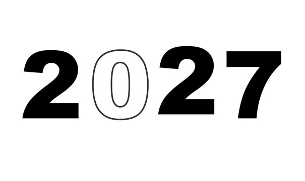 2027 Year Number Bold Typography Outlined Zero Graphic PNG Transparent Background