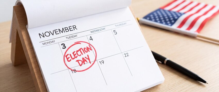 Calendar marked with election day on november 3