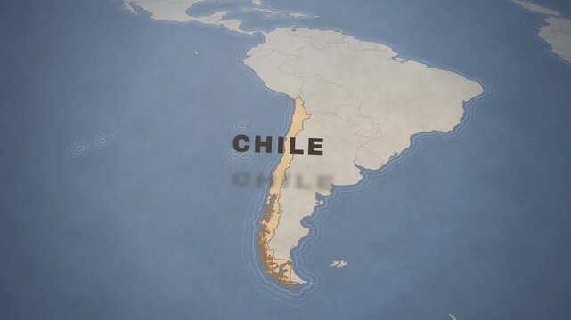 Vintage style map of South America highlighting Chile as a travel destination.