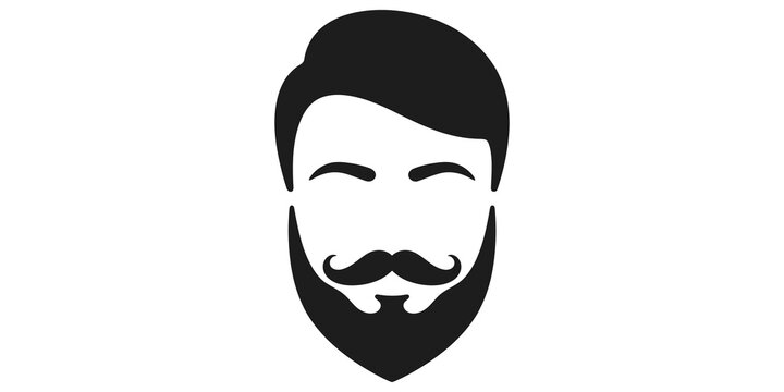 Gentleman portrait silhouette with beard and mustache for male grooming and barber branding.