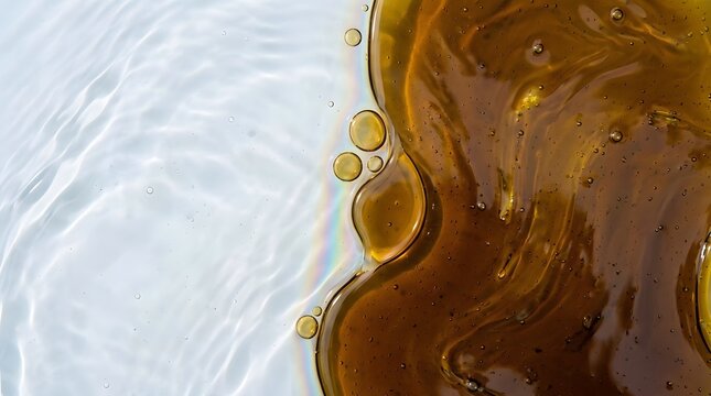 Pure water ripples combined with luxury gold oil drop creating organic abstract art texture