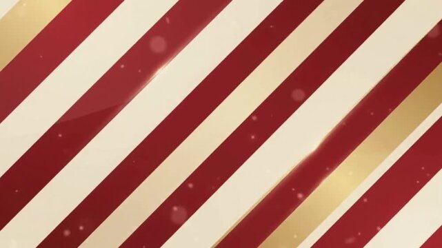 Red, White and Gold Diagonal Christmas Stripes Motion Background
