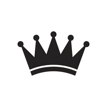 Black crown silhouette isolated on transparent background for royal