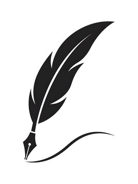 Black quill pen writing with ink stroke isolated graphic element for