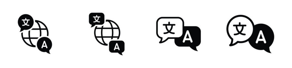 Vector translate language symbols for app, website, UI design, and transparent vector graphics. Language translation icon with chat bubbles © Kobby