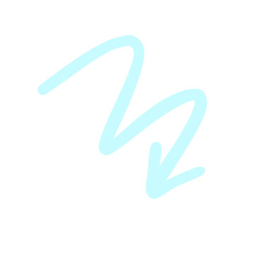 A simple blue zigzag arrow pointing downwards, on a white background