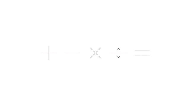 Math Symbols Plus Minus Multiply Divide Equals Minimal One Continuous Line Art Drawing