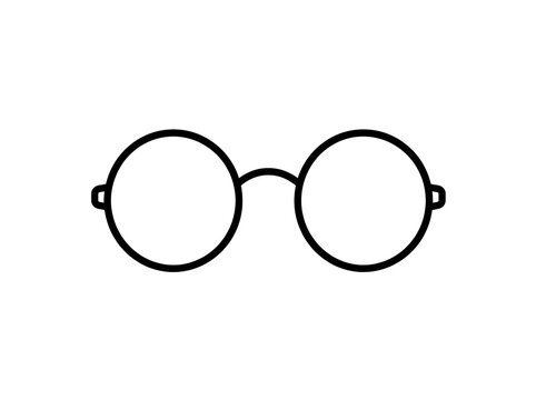 Round eyeglasses vector line icon for optics and fashion isolated on transparent background