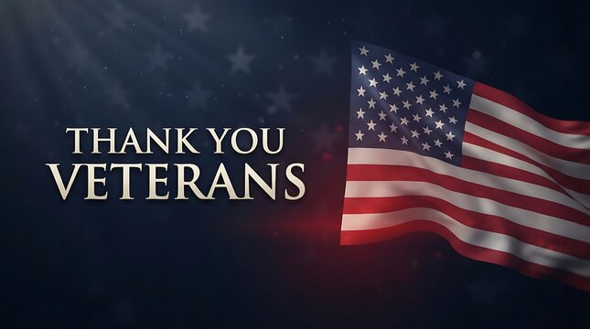Thank you veterans patriotic background with american flag and dark blue tones
