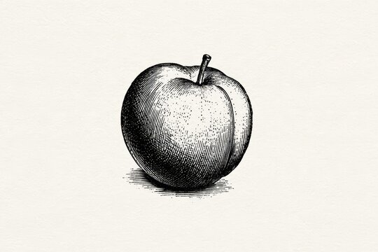 Isolated peach etched illustration in vintage line art style