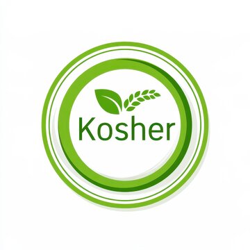 Kosher Certification Badge Icon: Green Circle Label for Product Packaging