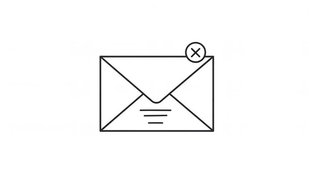 Animated closed envelope icon with red cross mark for email