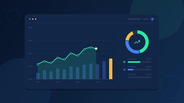 Financial growth dashboard interface with line graph and chart analytics vector illustration concept