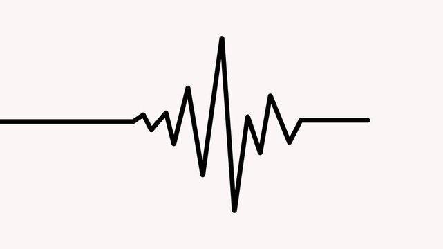 Black electrocardiogram waveform on a light pink background signifying a heartbeat