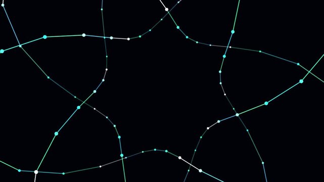 Quantum Particle Textile torus knot topological mesh motion video rendered with EMERALD CYAN BLOOM glowing parametric dot fabric matrix. Ideal for modern apparel pattern visualizers, digital textile