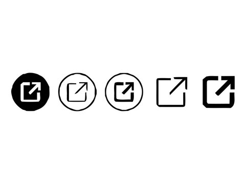 External link icon set for UI UX website navigation, open in new tab and redirect symbols