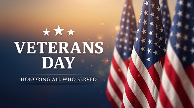 Veterans day graphic with american flag and stars background