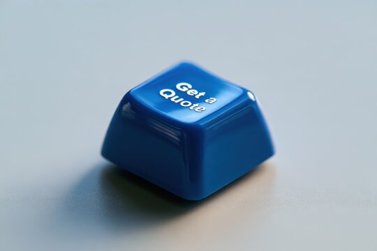 Close-up shot of a blue keyboard key displaying Get a Quote, ready for estimating and pricing prompts