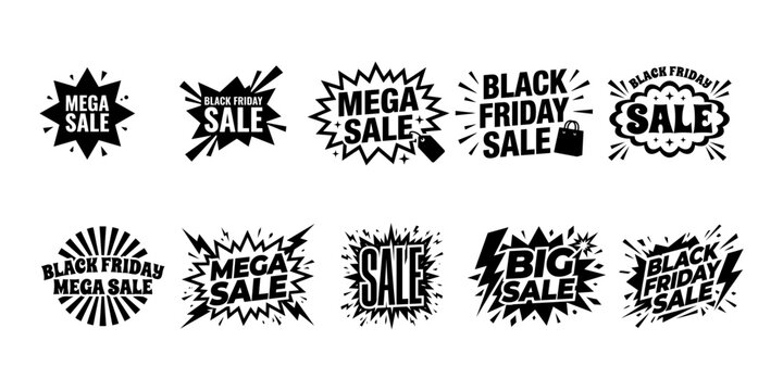 Collection of distressed grunge style sale badges and labels for promotional offers
