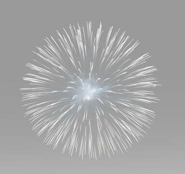 firework explosion with long white rays and scattered bright sparks for wedding invitations, festive banners and anniversary cards
