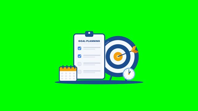 Business goal planning animation on green screen