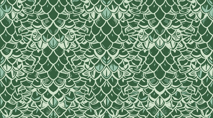 Close-up of detailed green fish scale pattern with natural texture and intricate design © CAHAYA