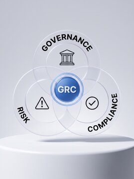 GRC Governance Risk and Compliance framework concept 3D render illustration on white background