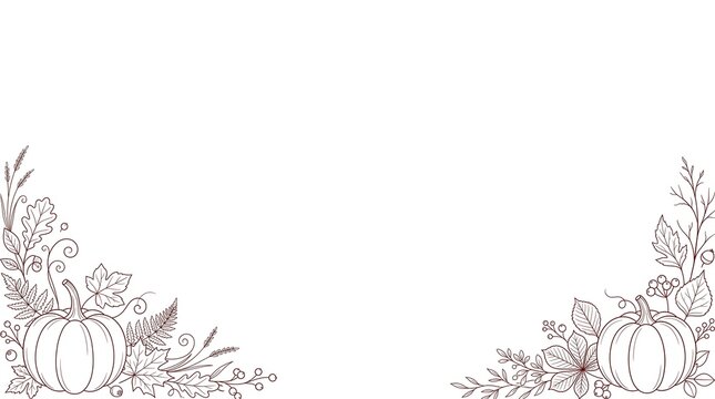 Minimalist Hand Drawn Line Art Pumpkin Presentation Background