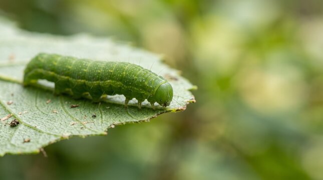 green caterpillar on a leaf